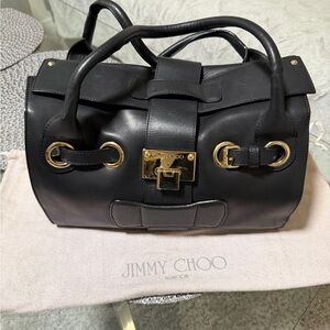 Jimmy Choo Black Satchel with Gold Accents